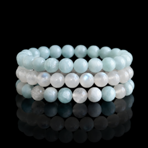 Aquamarine and moonstone bracelet set