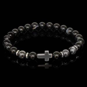 black agate, hematite & cross