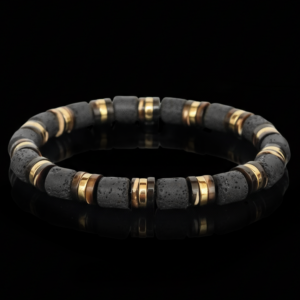 lava stone, mother of pearl & hematite