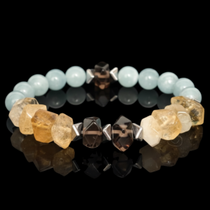 Aquamarine and citrine bracelet for women made with natural gemstones